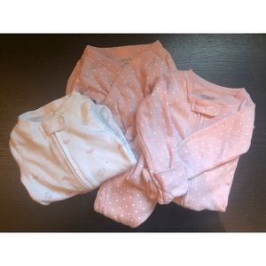 Bundle of 3 NB Baby Pajamas Zippered and Kimono
